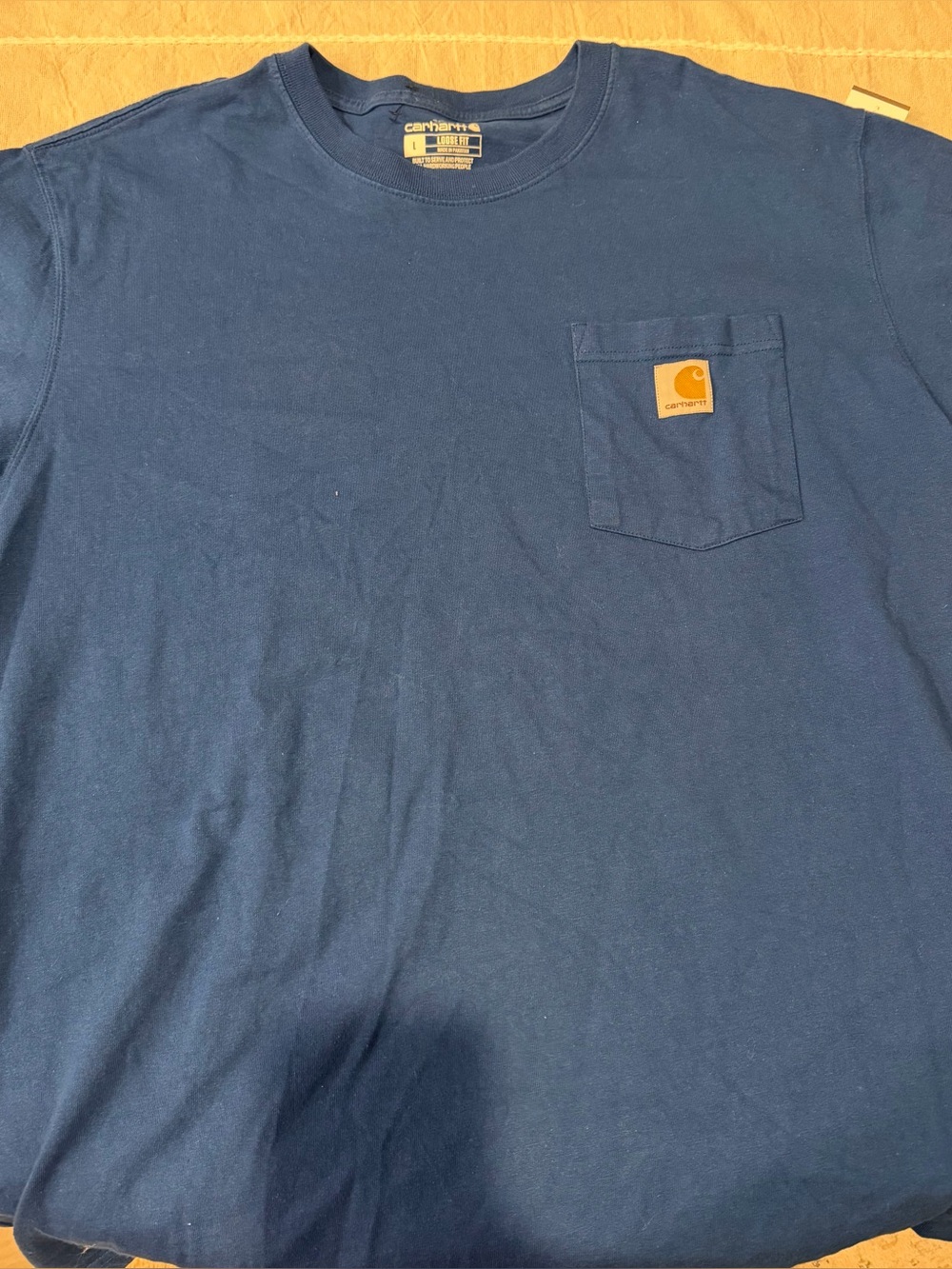 Carhartt Navy Short Sleeve Pocket Tee with Logo Patch